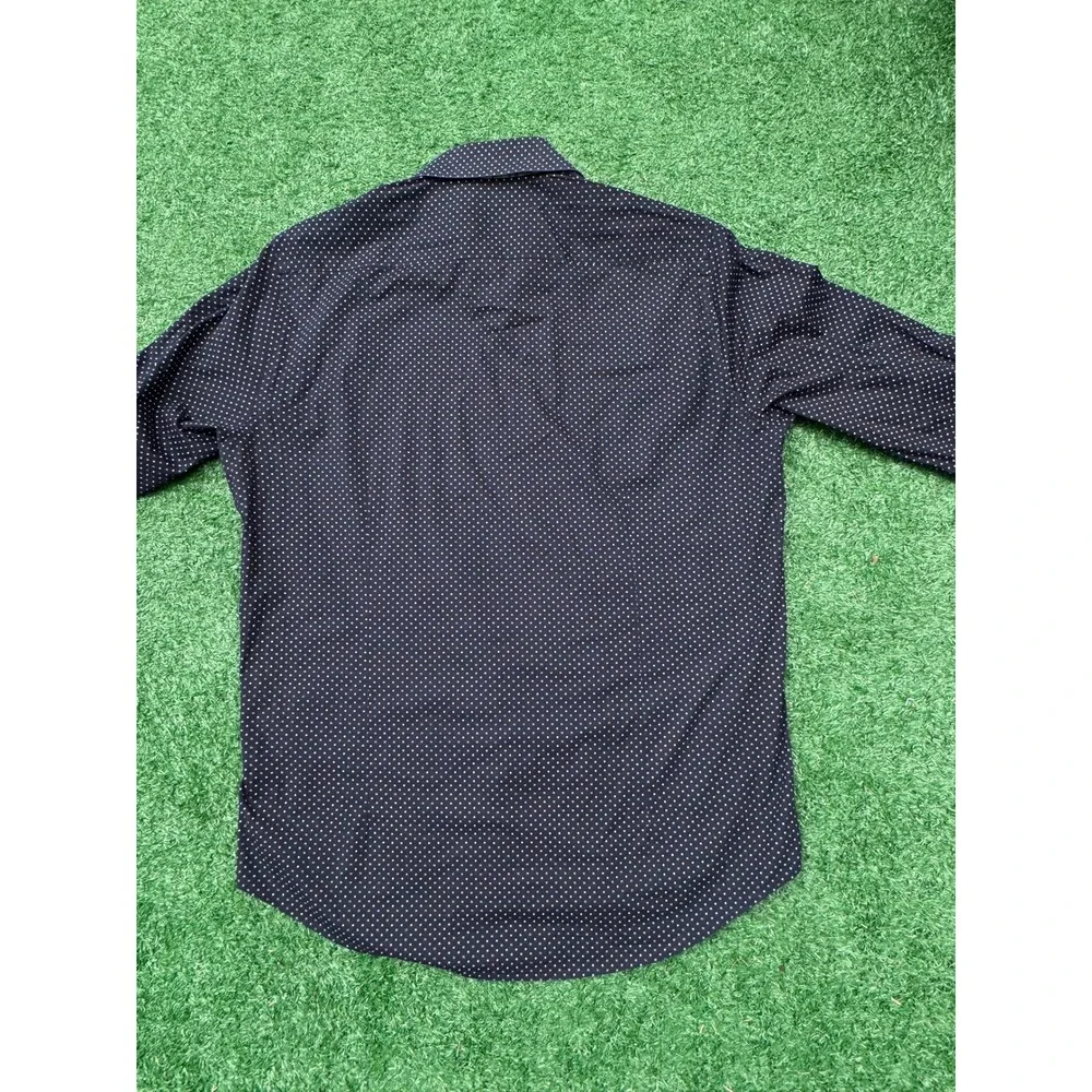 7‎ Diamonds Mens Navy Blue Diamond Print Long Sleeve Button Down Shirt Large